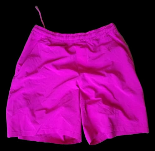 Bright pink shorts with an elastic waist